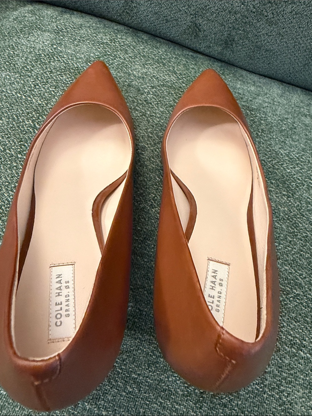Cole Haan Tan Pointed Toe Leather Heels - Picture 3 of 9